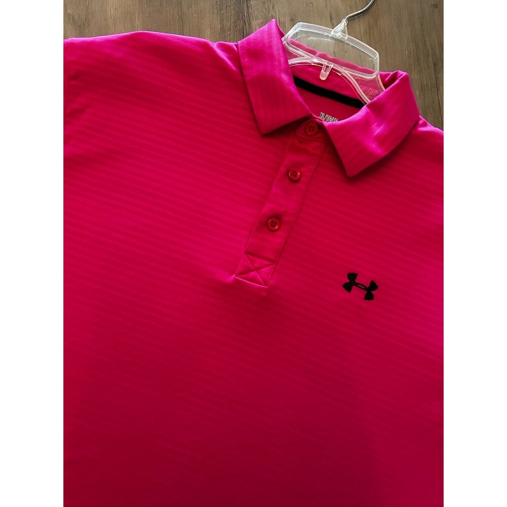 Under Armour Mens Solid Rich Pink Short Sleeve Loose Fit Golf Polo T-Shirt XL
